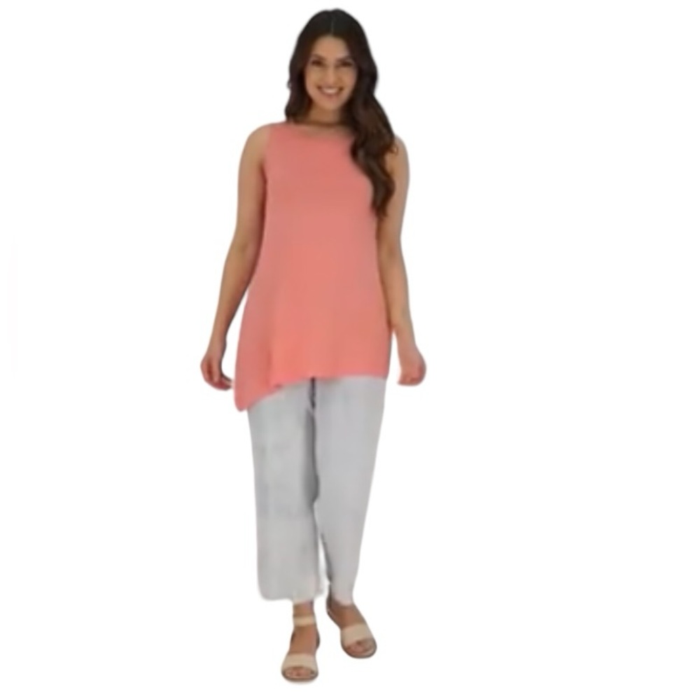 LOGO Layers by Lori Goldstein Asymmetric Hem Tank Top Plus Size 2x Coral Haze